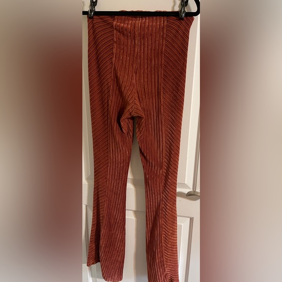 Free People Ribbed Knit Flare Pants Rust Boho Festival Retro 70’s High Rise XS - Picture 5 of 11